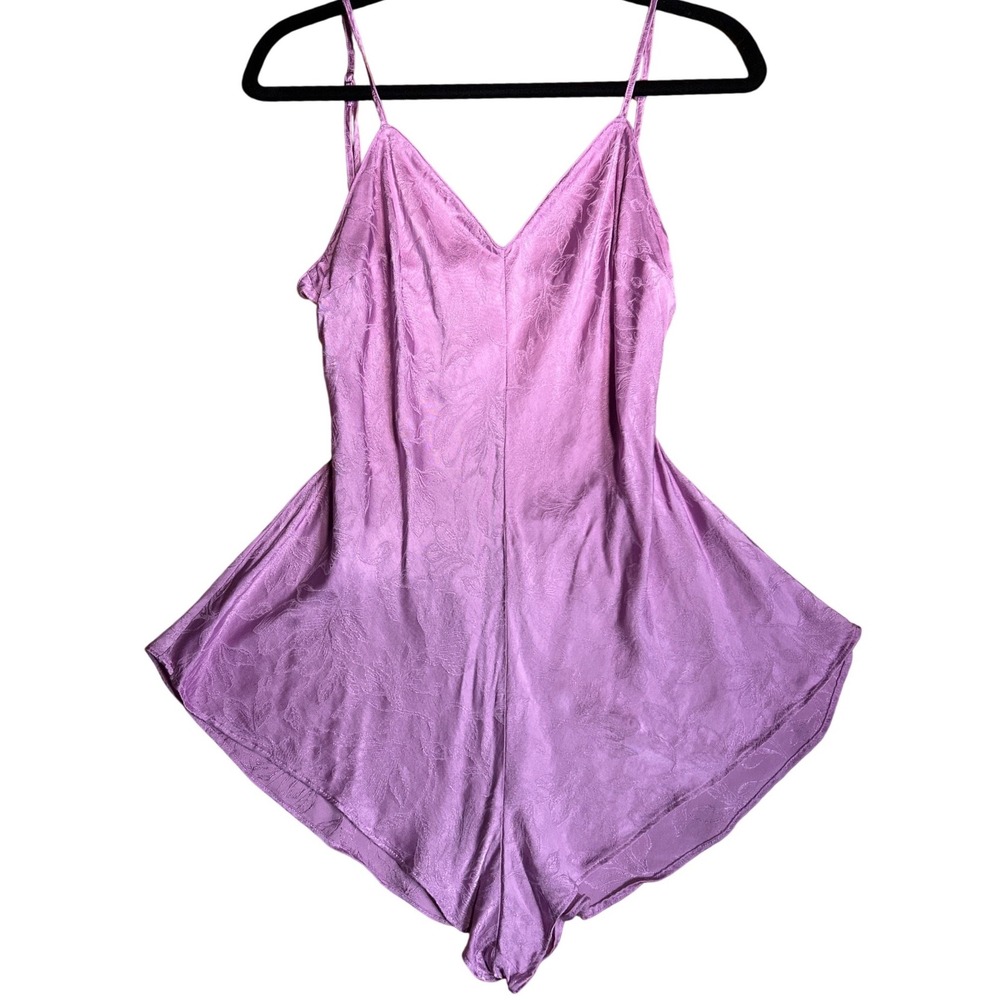Victoria's Secret Satin Open Back Floral Romper Orchid Purple Size M Lingerie